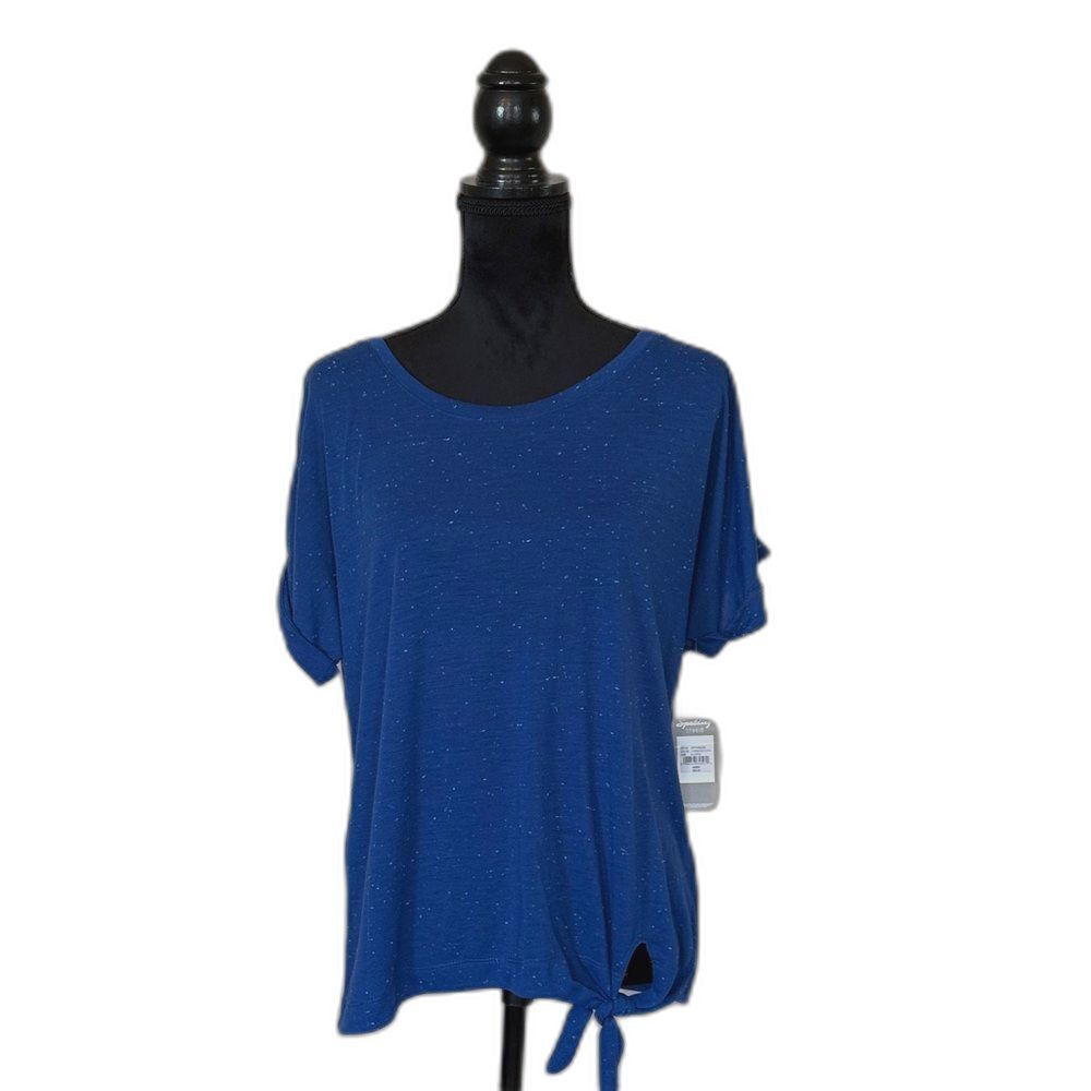 Spalding Studio Teal Blue Ruched Side Tie Active Tee NWT XL Scoop Neck